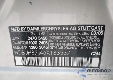 2006 Mercedes-Benz E 350 4Matic z USA, uszkodzony, nr VIN WDBUH87J46X183537